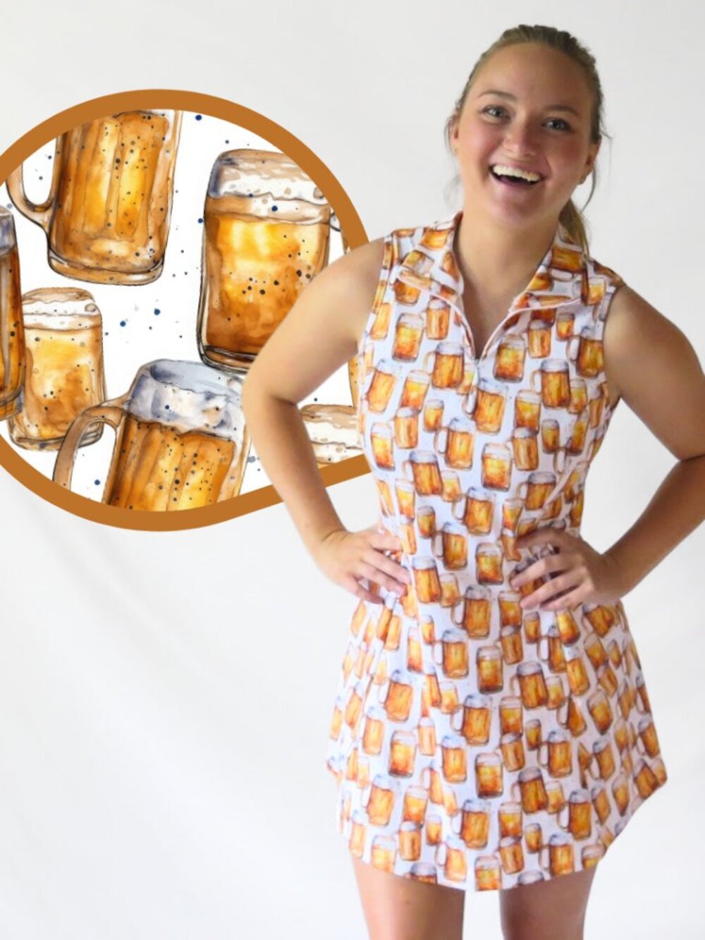 All Over Beer Print Golf or Tennis Dress with Matching Shorts